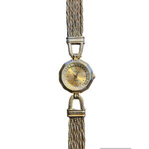 Vintage Ladies Xanadu Wrist Watch Gold Mesh Drape Band Rhinestone Estate Women's